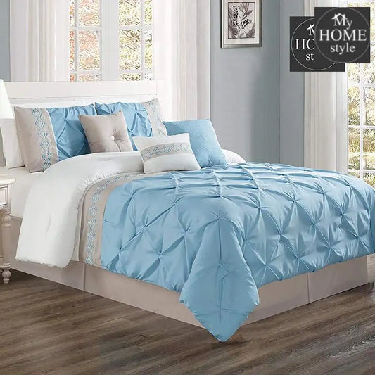 Embroidered Pintuck Duvet 8 pieces Sky - myhomestyle.pk