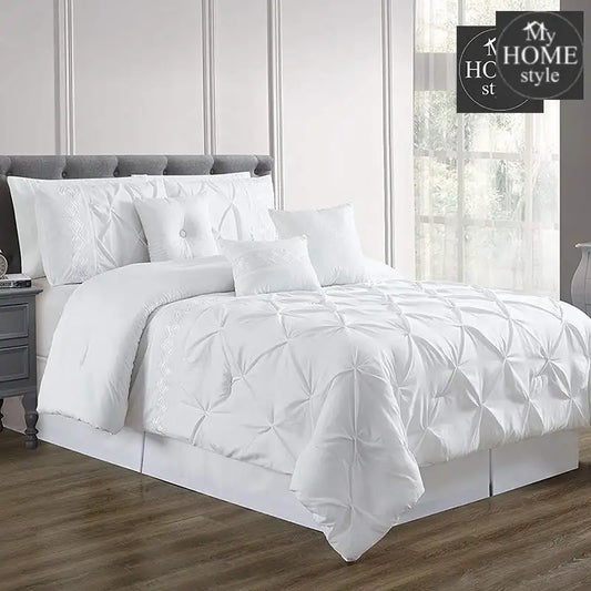 Embroidered Pintuck Duvet 8 pieces White - myhomestyle.pk