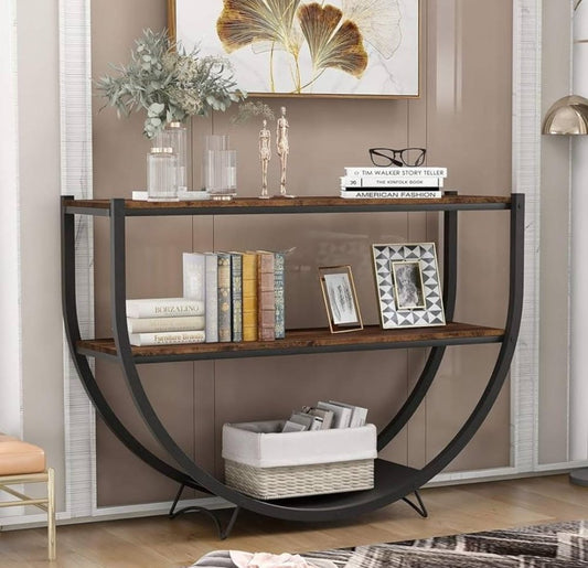 Entryway Table Metal Demilune - shape Textured Console Table - 1380 - myhomestyle.pk