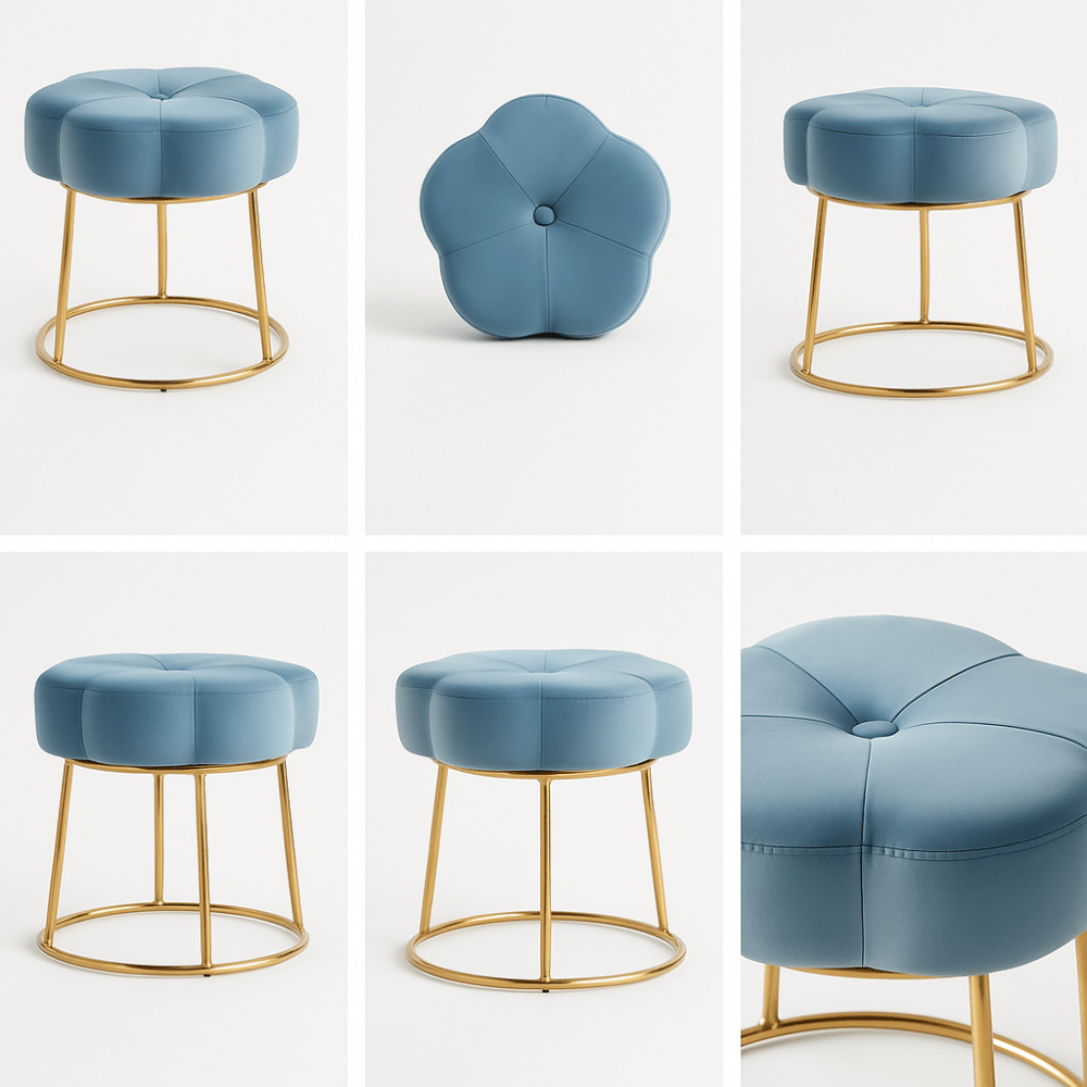 Eterna Gold Frame Designer Stool - 1549 - myhomestyle.pk
