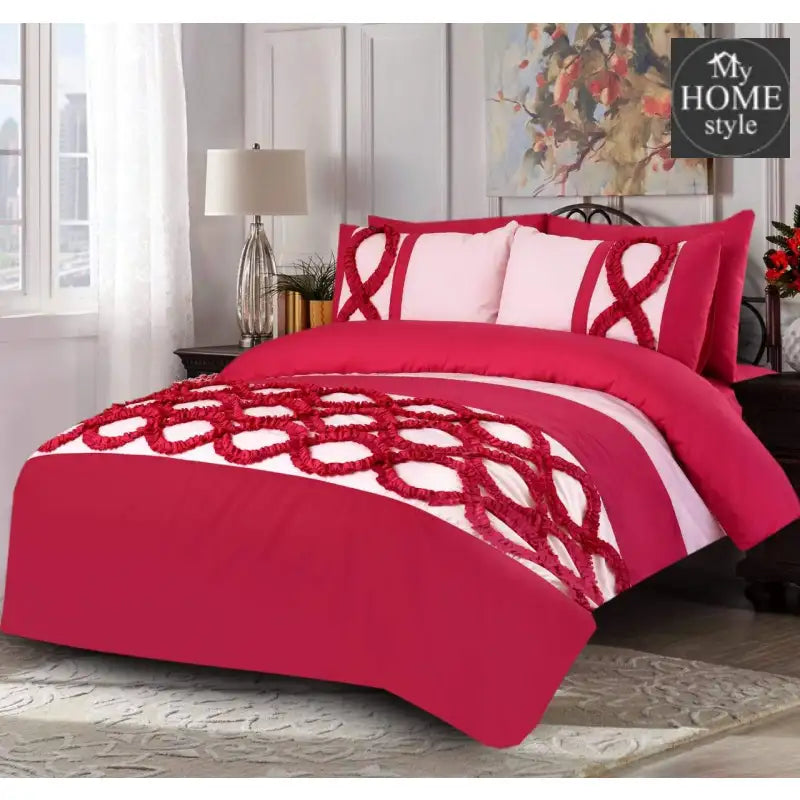 Frilly Pink Duvet set King Size - myhomestyle.pk