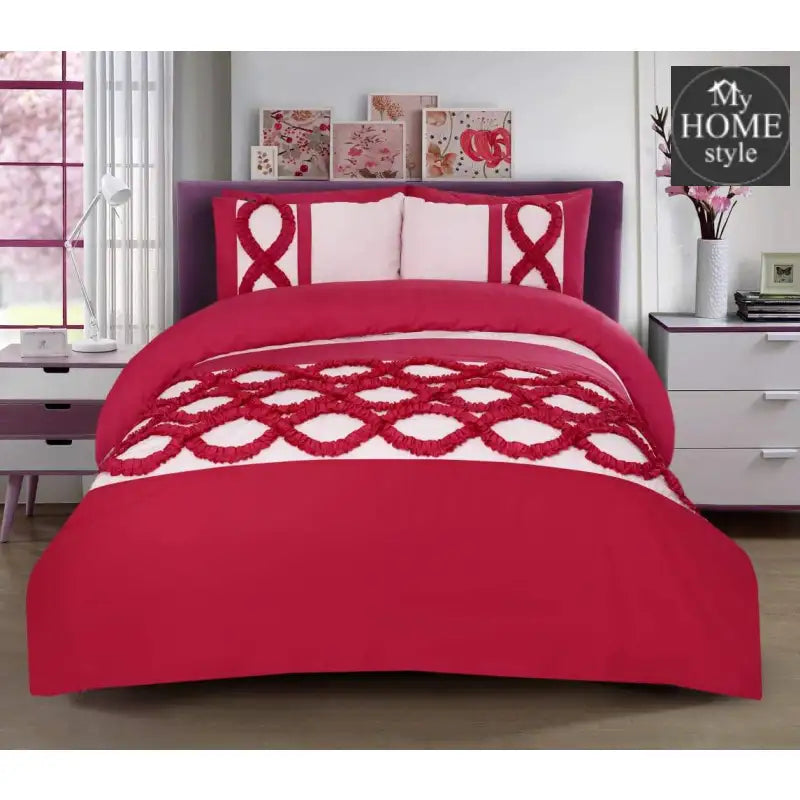 Frilly Pink Duvet set King Size - myhomestyle.pk