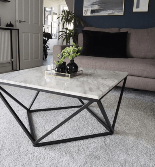 Geometric Coffee Table Black Metal Cage Frame - 1405 - myhomestyle.pk