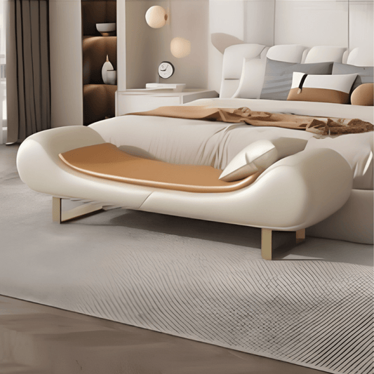 Glam Faux Leather Minimalist Bench - 1600 - myhomestyle.pk