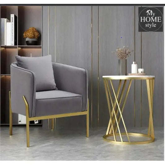 Gray Velvet Accent Chair Modern Upholstered Arm Chair with Gold Legs Pillow Included - 1322 - myhomestyle.pk