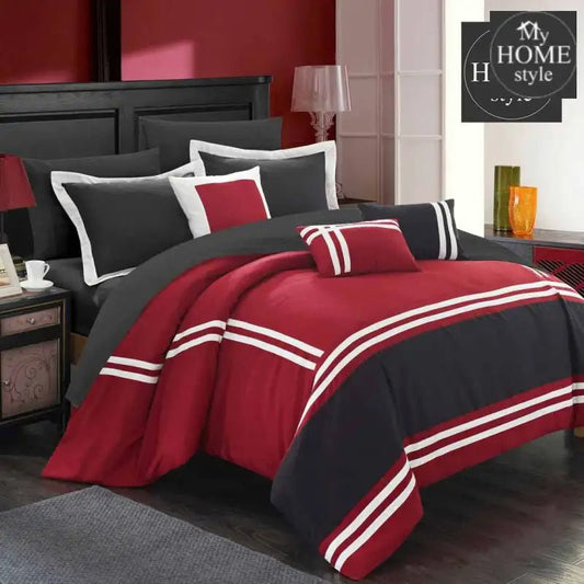 grey & Black Stripe Border 8 Piece Set - myhomestyle.pk