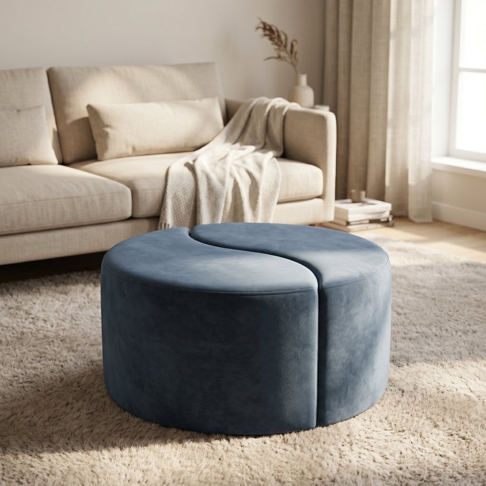 Harmony Split Pouf Stool - 1576 - myhomestyle.pk