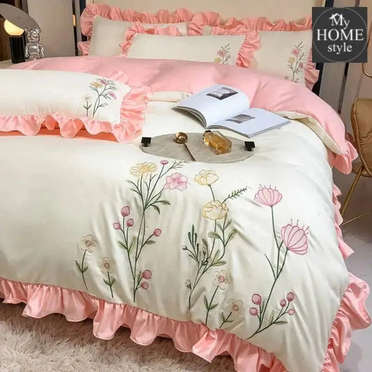 Jamche Luxury Embroidered Flower 6 Pc's Duvet Set - myhomestyle.pk