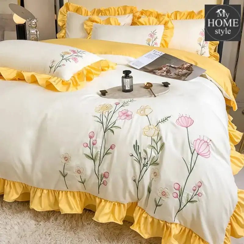 Jamche Luxury Embroidered Flower 6 Pc's Duvet Set - myhomestyle.pk