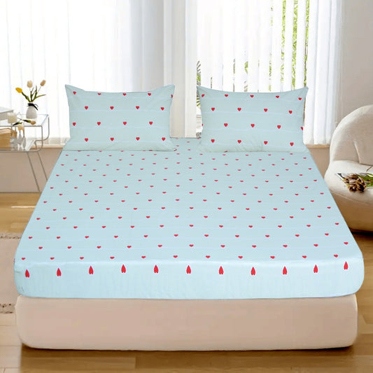 3PCS Printed Fitted Sheet with pillow Covers - 1125