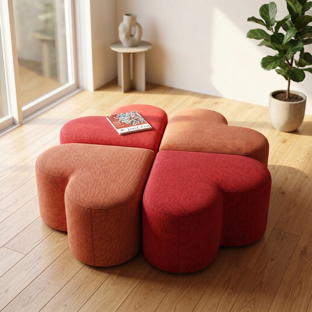 Large Heart Shaped Pouffe Stool - 1580 - myhomestyle.pk