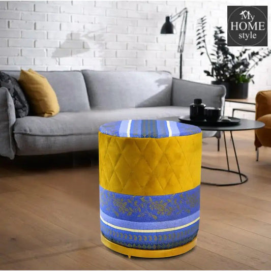 Large Pouffe Printed Stool With Steel Frame - 1143 - myhomestyle.pk