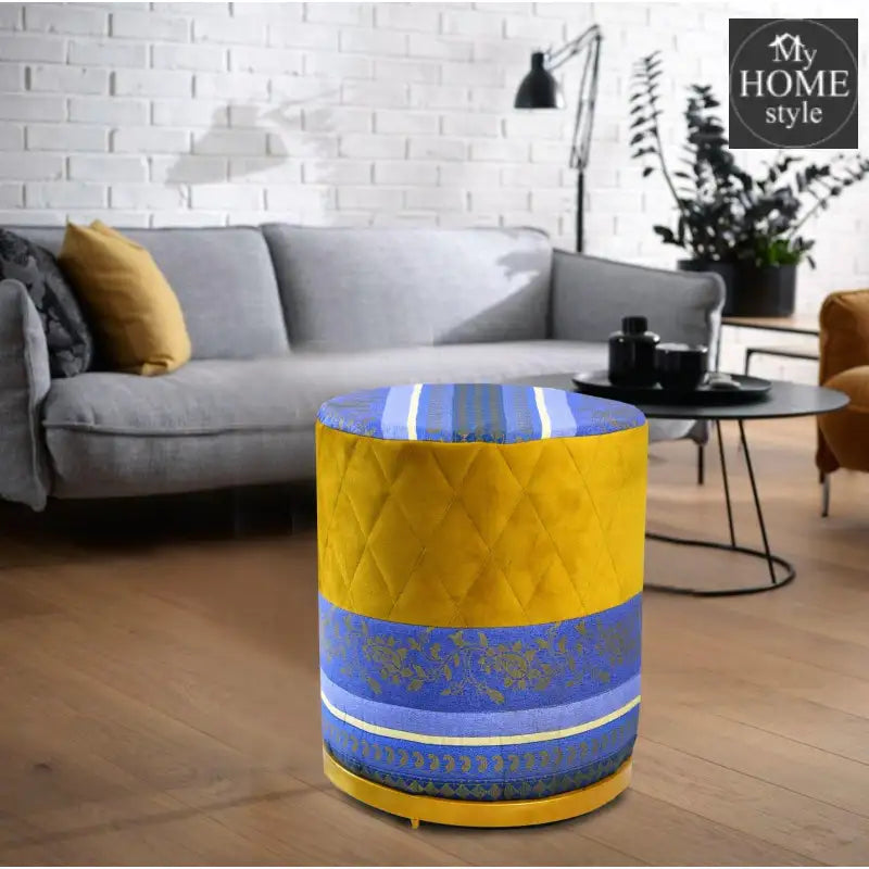 Large Pouffe Printed Stool With Steel Frame -1143 - myhomestyle.pk
