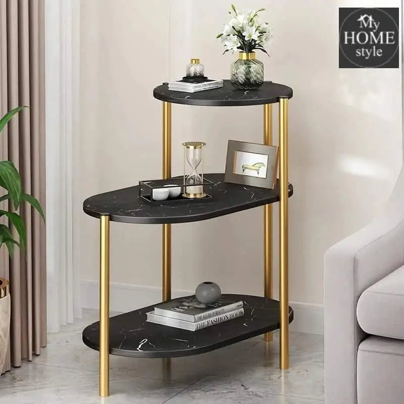 Luxury 3 Layer Living Room Side Table with Gold Metal Frame - myhomestyle.pk