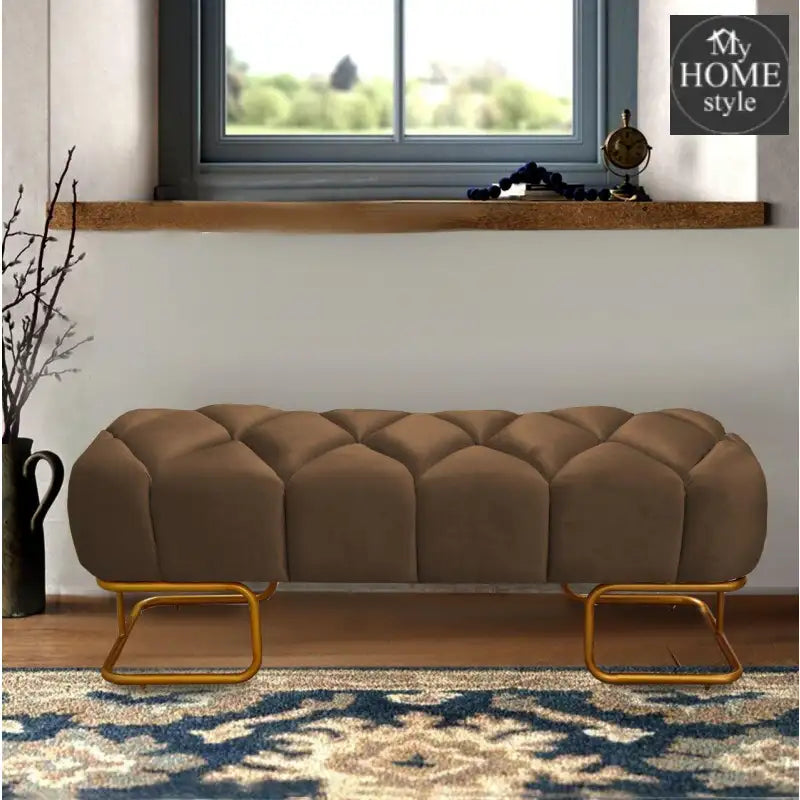 Luxury 3 Seater Poufy Steel Stool With Steel Frame -1045 - myhomestyle.pk