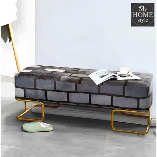 Luxury 3 Seater Printed Stool With Metal Frame - 1013 - myhomestyle.pk