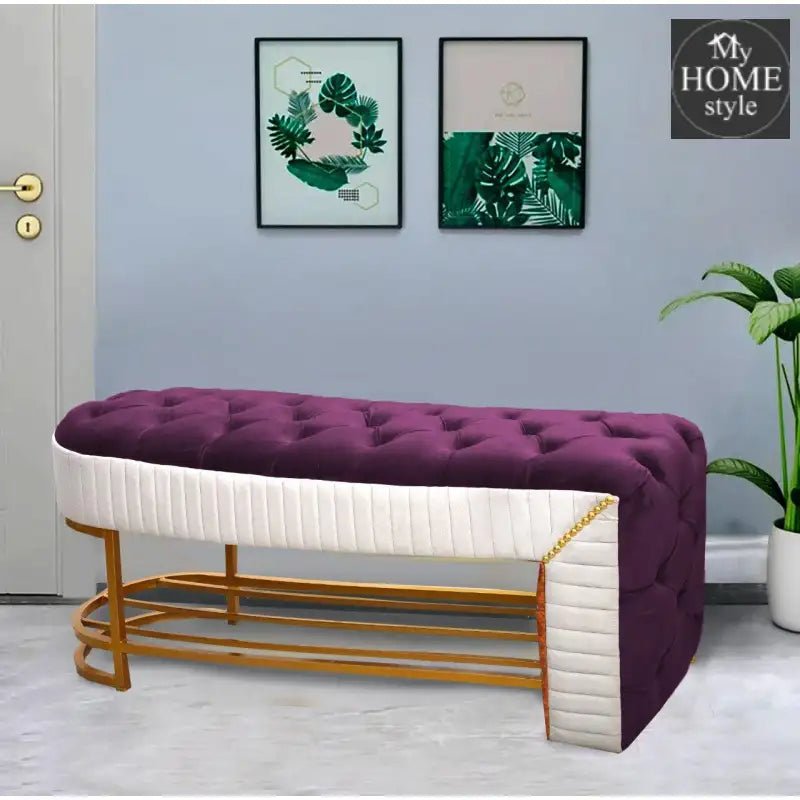 Luxury 3 Seater Side Poufy Ottoman Table With Steel Frame - 1046 - myhomestyle.pk