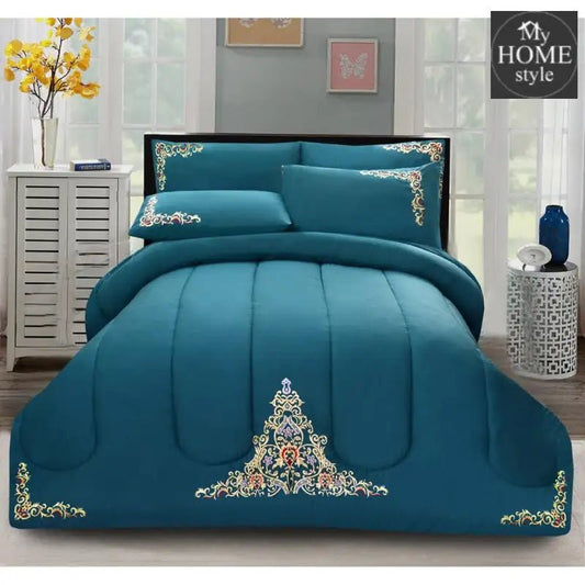 Luxury 6 PC'S Mariana Embroidered Comforter Set Teal - myhomestyle.pk