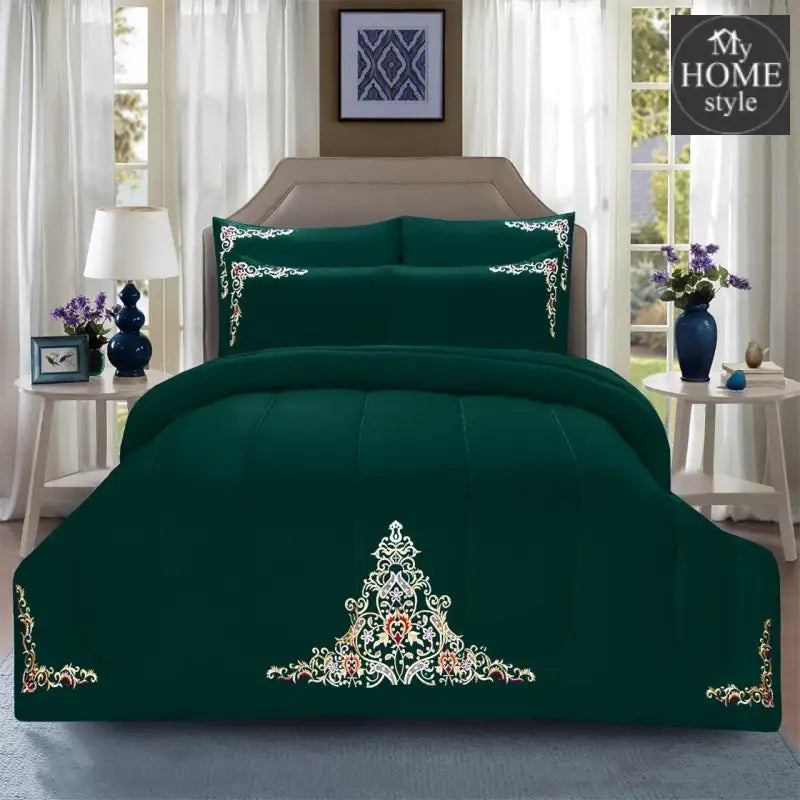 Luxury 6 PC'S Mariana Embroidered Comforter Set Teal - myhomestyle.pk