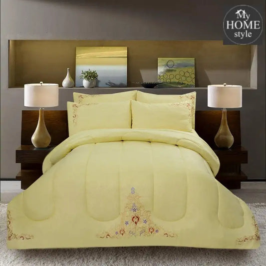 Luxury 6 PC'S Mariana Embroidered Comforter Set Yellow - myhomestyle.pk