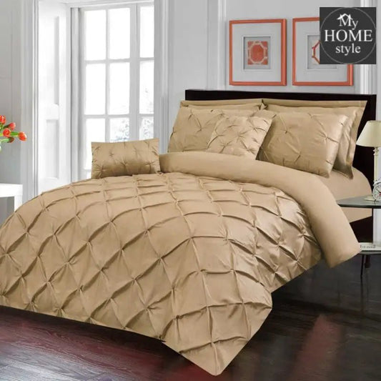 Luxury 8 pc's Sateen Pintuck Duvet set Beige - myhomestyle.pk