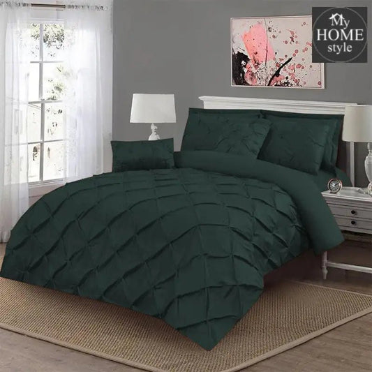 Luxury 8 pc's Sateen Pintuck Duvet set Dark Green - myhomestyle.pk