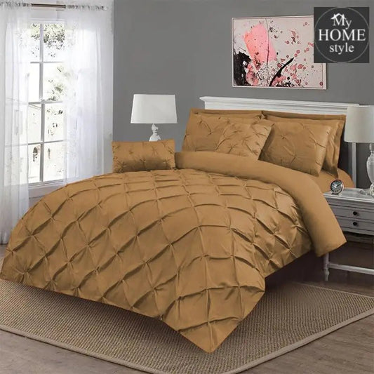 Luxury 8 pc's Sateen Pintuck Duvet set Golden Beige - myhomestyle.pk