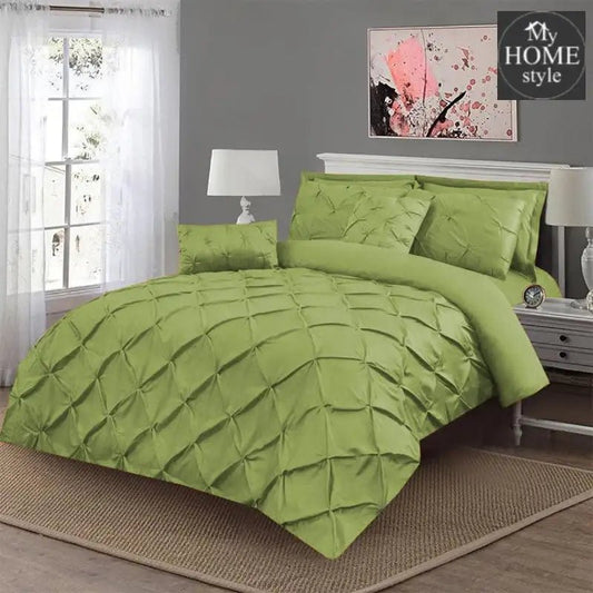 Luxury 8 pc's Sateen Pintuck Duvet set Olive Green - myhomestyle.pk