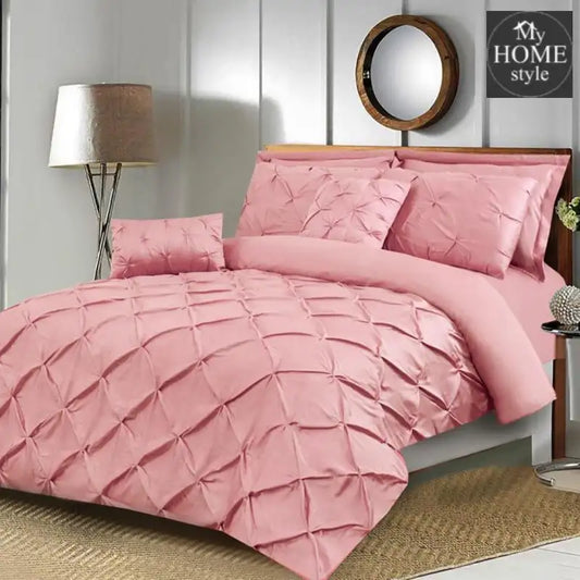 Luxury 8 pc's Sateen Pintuck Duvet set Pink - myhomestyle.pk