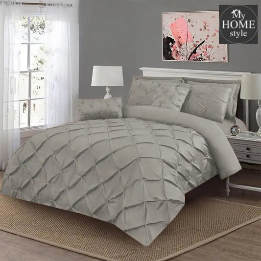 Luxury 8 pc's Sateen Pintuck Duvet set Silver - myhomestyle.pk