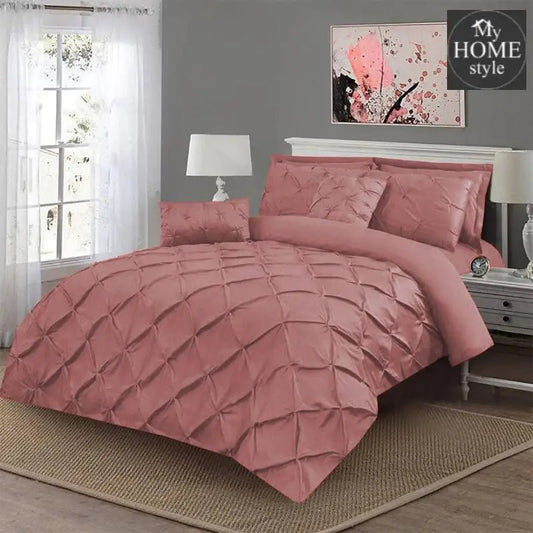 Luxury 8 pc's Sateen Pintuck Duvet set Tea Pink - myhomestyle.pk