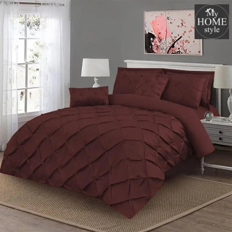 Luxury 8 pc's Sateen Pintuck Duvet set Terra Cotta - myhomestyle.pk