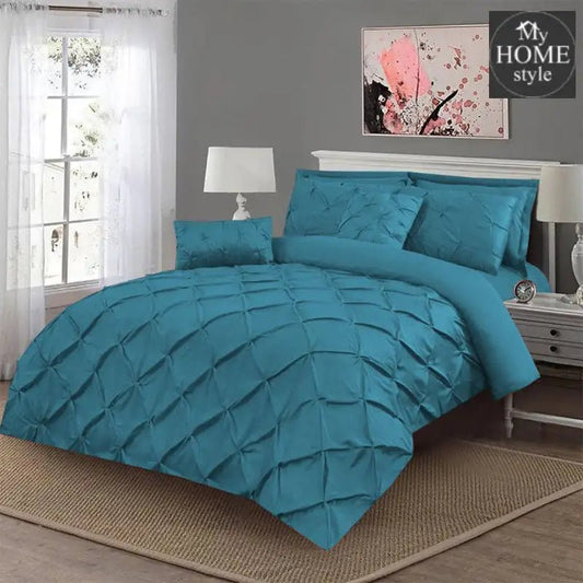 Luxury 8 pc's Sateen Pintuck Duvet set Torquise - myhomestyle.pk