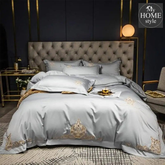 LUXURY EMBROIDERED DUVET SET GREY - myhomestyle.pk