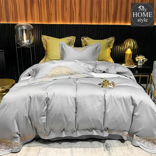 LUXURY EMBROIDERED DUVET SET GREY - myhomestyle.pk