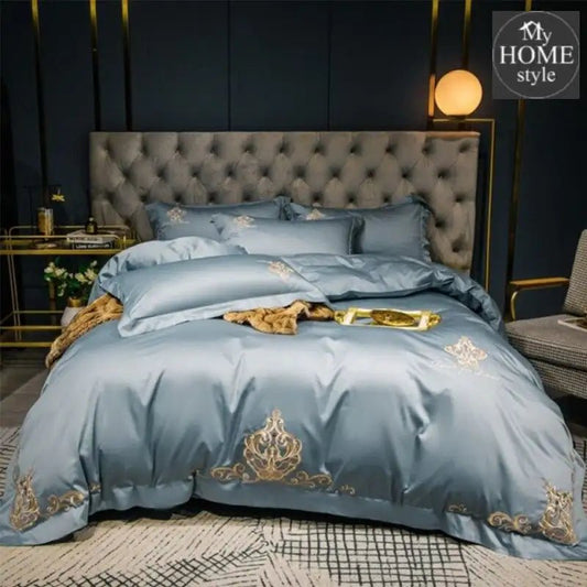 LUXURY EMBROIDERED DUVET SET OCEAN BLUE - myhomestyle.pk