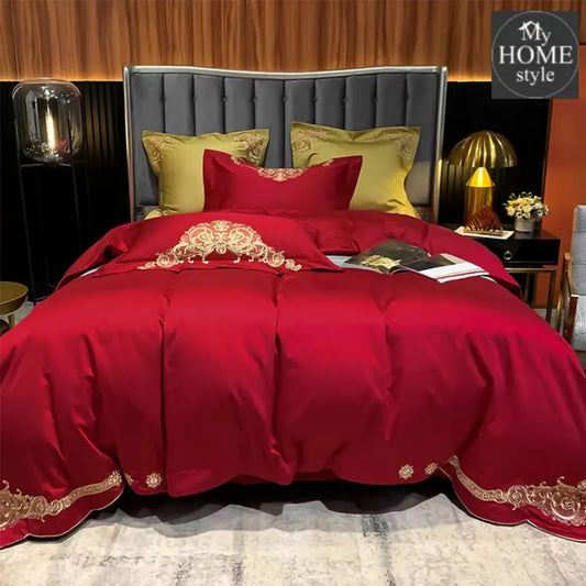 Luxury Embroidered Duvet Set Red