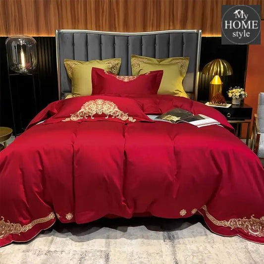 LUXURY EMBROIDERED DUVET SET RED - myhomestyle.pk