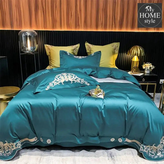 LUXURY EMBROIDERED DUVET SET TEAL - myhomestyle.pk