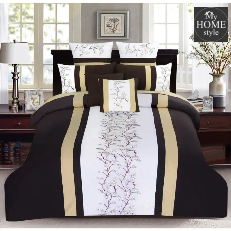 Luxury Embroidered Strips Duvet Set 8 Pc's - myhomestyle.pk