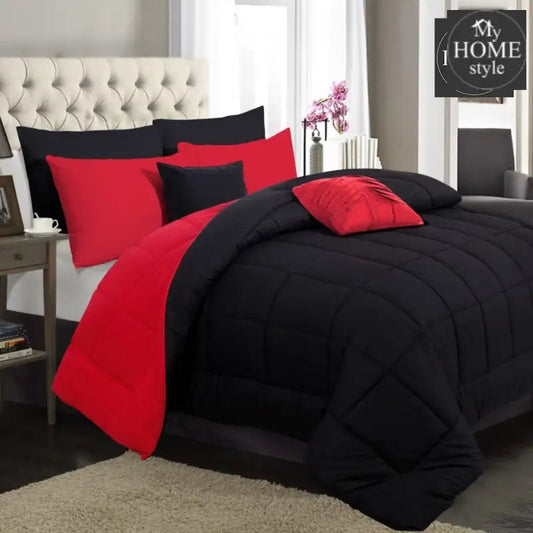 Luxury Light FIlled Comforter set Red & Black - myhomestyle.pk