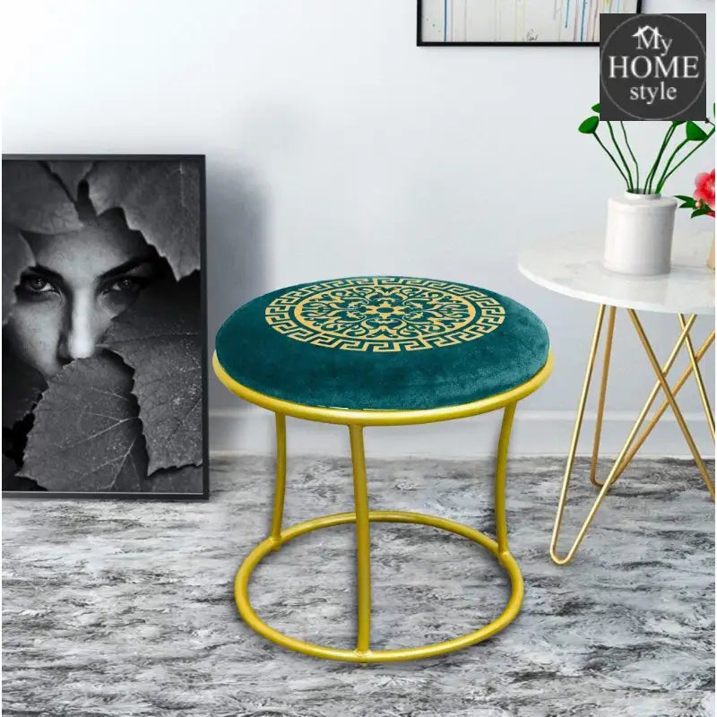 Luxury Round Stool With Steel Stand-572 - myhomestyle.pk