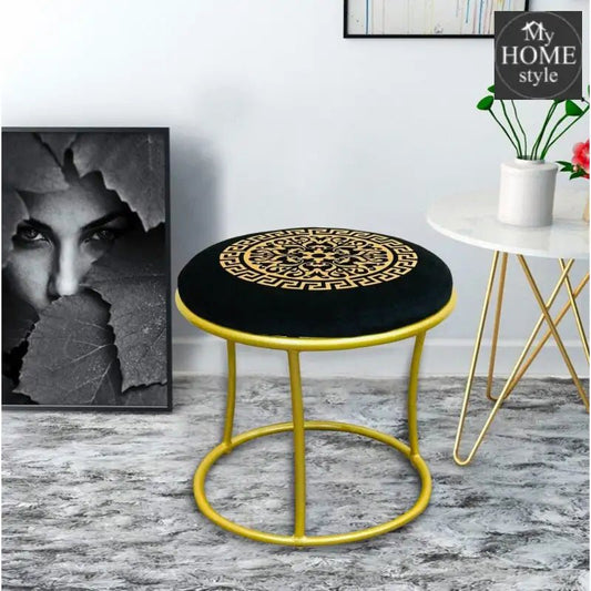 Luxury Round Stool With Steel Stand - 576 - myhomestyle.pk