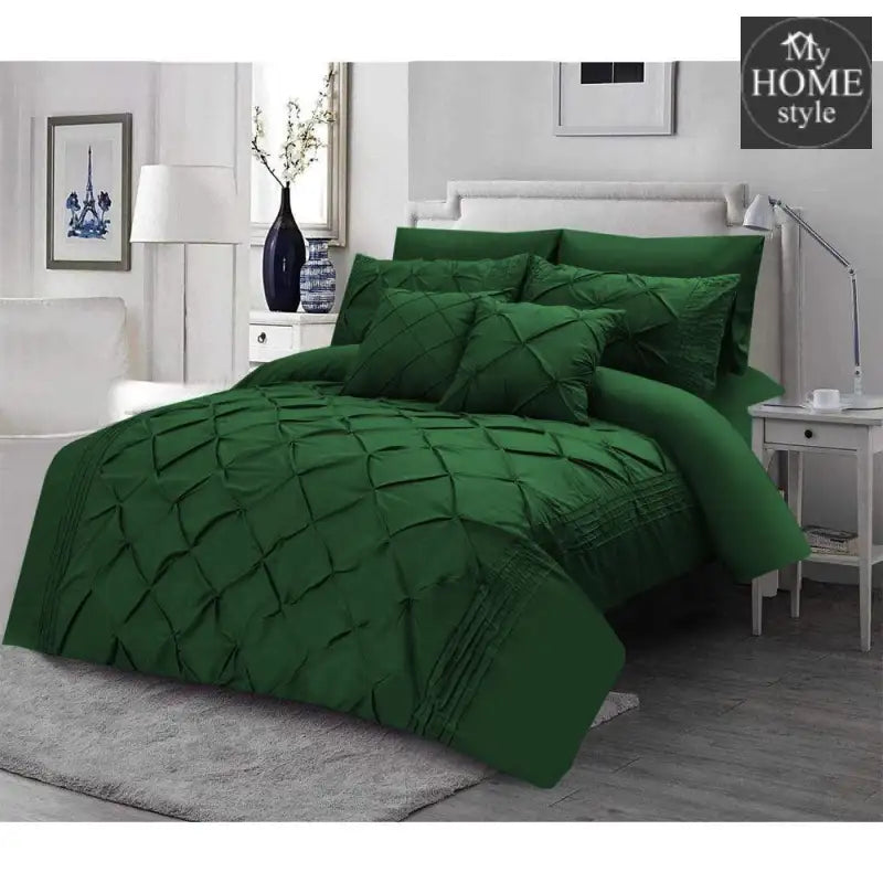 Luxury Sateen Pintuck & Pleated Duvet Set Fast Green - myhomestyle.pk