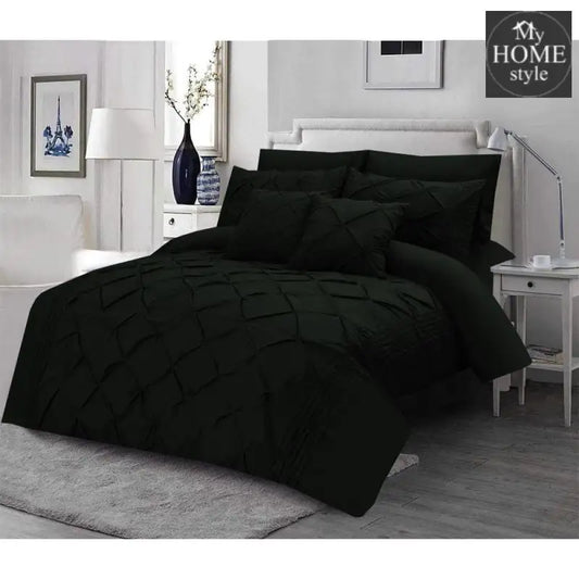 Luxury Sateen Pintuck & Pleated Duvet Set Forest Green - myhomestyle.pk