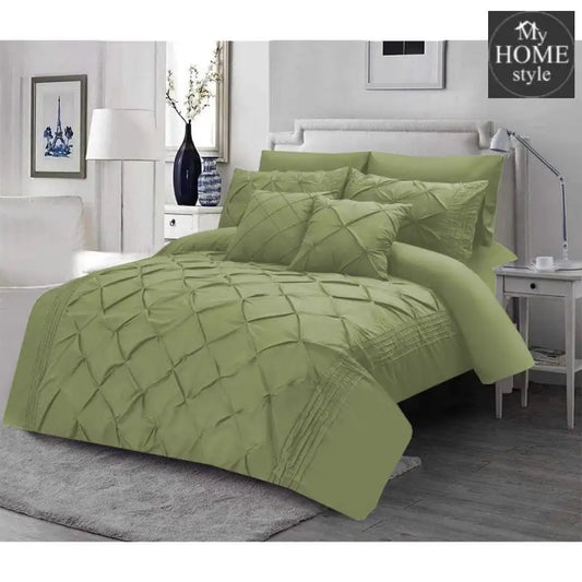 Luxury Sateen Pintuck & Pleated Duvet Set Light Green - myhomestyle.pk