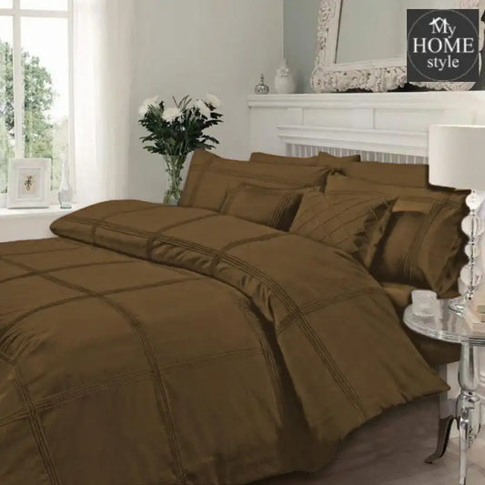 Luxury Sateen Pleated Duvet Set Golden Beige - myhomestyle.pk