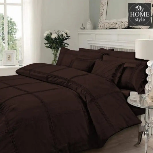 Luxury Sateen Pleated Duvet Set Mocha - myhomestyle.pk