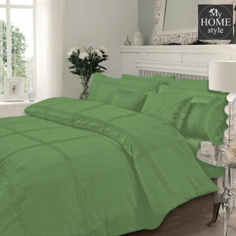 Luxury Sateen Pleated Duvet Set Olive - myhomestyle.pk