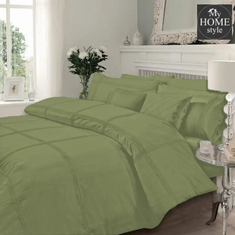 Luxury Sateen Pleated Duvet Set Sea Green - myhomestyle.pk